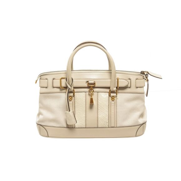 Gucci Handbags - Pre Loved Gucci White Leather Lock Shoulder Bag